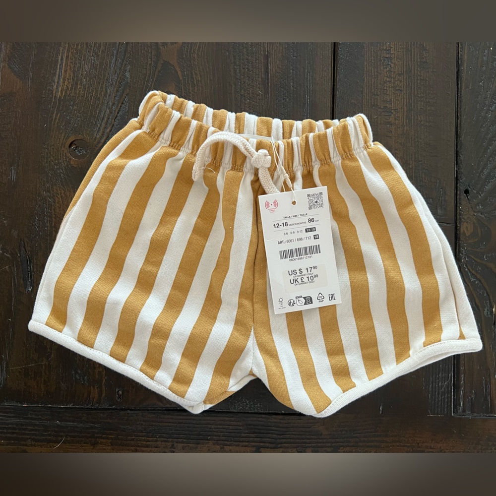Zara Kids Striped Shorts - White and Yellow